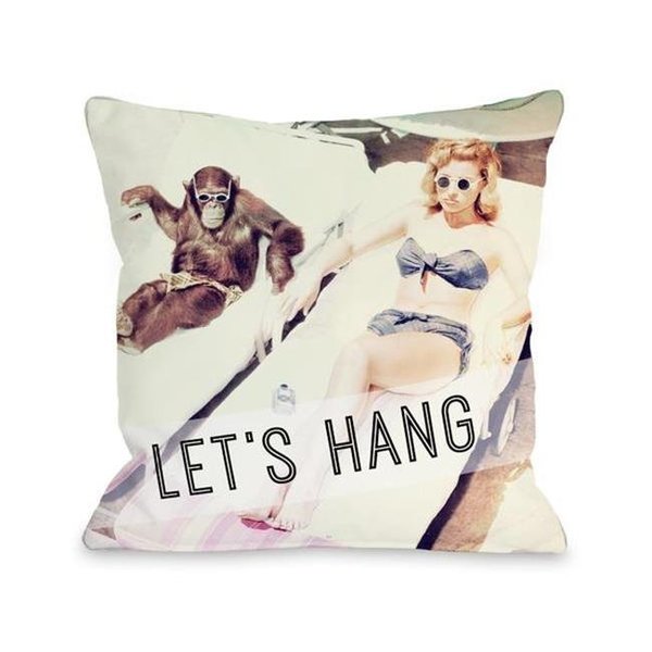 One Bella Casa One Bella Casa 73715PL16O 16 x 16 in. Lets Hang Babe and Chimp Pillow Outdoor; Multicolor 73715PL16O
